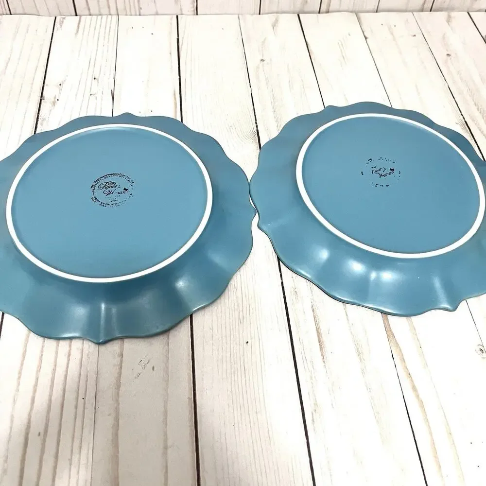 Pioneer Woman Set of 2 Lunch Salad Dessert Plates Paige Denim Blue Crackle